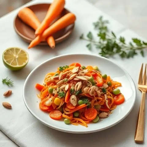 Zesty Carrot, Ginger & Almond Salad with Lime