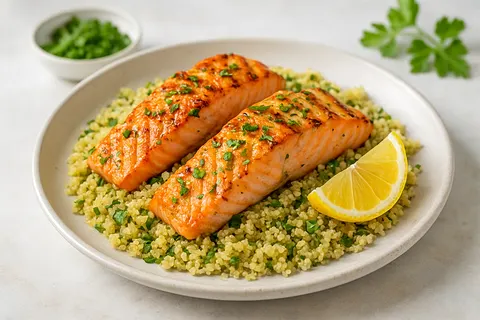 Grilled Salmon with Lemon Herb Quinoa
