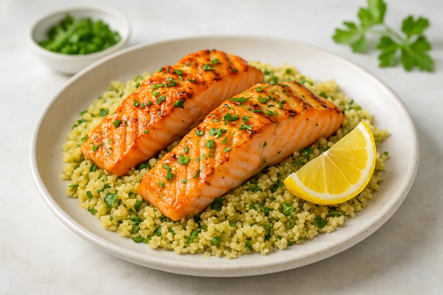 Grilled Salmon with Lemon Herb Quinoa