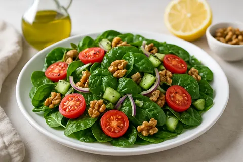 Spinach and Walnut Salad with Lemon Olive Oil