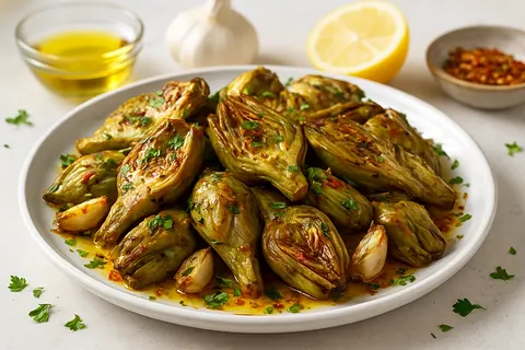 Chili-Garlic Roasted Baby Artichokes