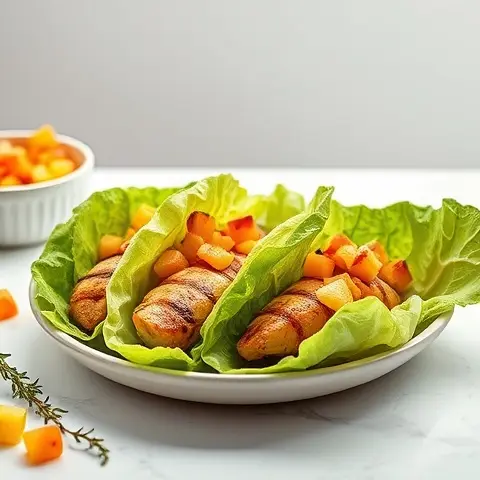 Grilled Chicken & Pineapple Salsa Lettuce Cups