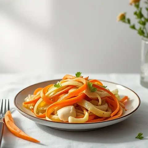 Braised Cabbage with Carrot Ribbons