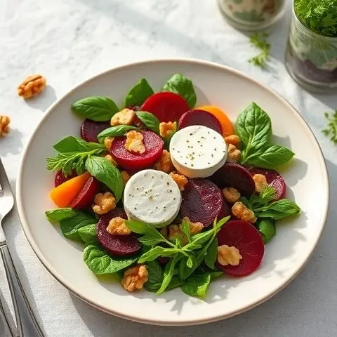 Roasted Beet & Goat Cheese Salad with Walnuts