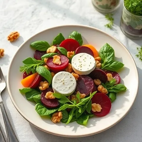 Roasted Beet & Goat Cheese Salad with Walnuts