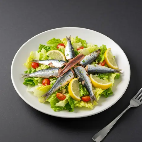 Sardine Caesar Salad with Lemon Anchovy Dressing