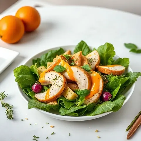 Coconut Curry Chicken Salad over Mixed Greens (Dairy-Free)