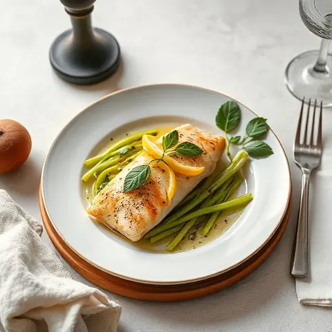 Lemon‑Basil Baked Haddock with Steamed Bok Choy
