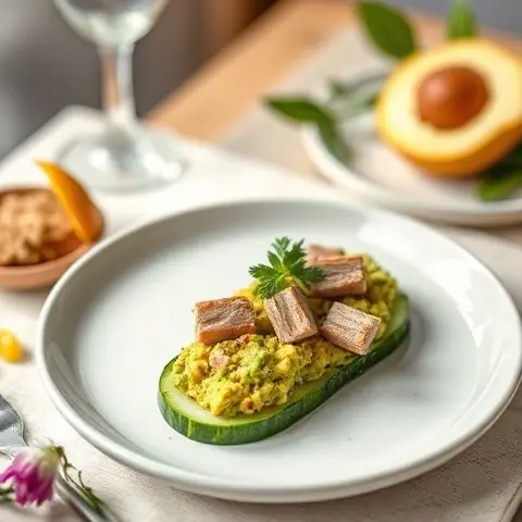 Lemon-Infused Sardine & Avocado Smash on Cucumber