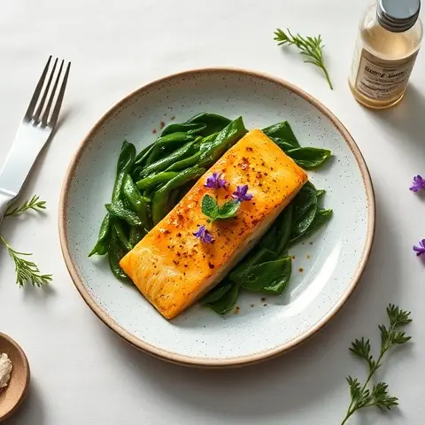 Coconut-Turmeric Fish with Stir-fried Greens