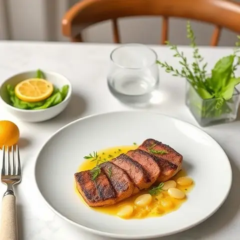 Mace-Laced Seared Tuna with Lemon-Fennel Relish