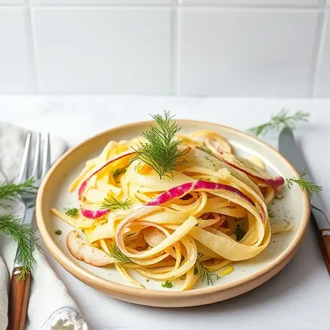 Refreshing Kohlrabi and Cabbage Salad with Dill and Olive Oil