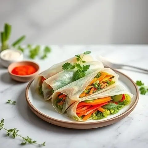 Vietnamese Fresh Herb Rice Paper Rolls