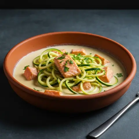 Creamy Tuscan Salmon with Zucchini Noodles