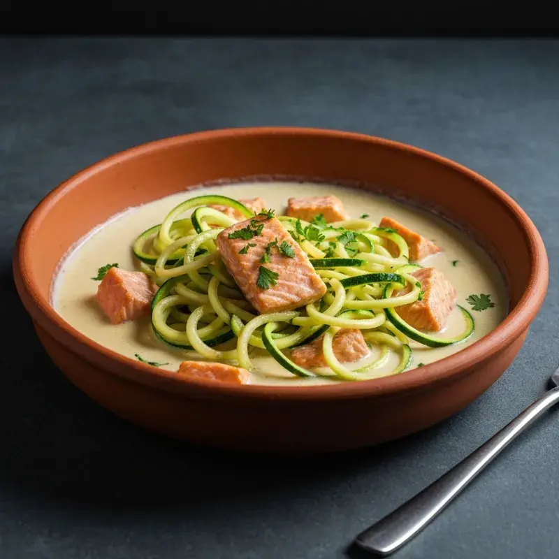 Creamy Tuscan Salmon with Zucchini Noodles