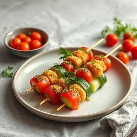 Chaat-Spiced Tomato Cucumber Skewers