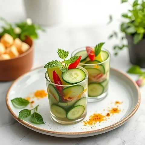 Cucumber Chaat Cups with Lemon & Chaat Masala