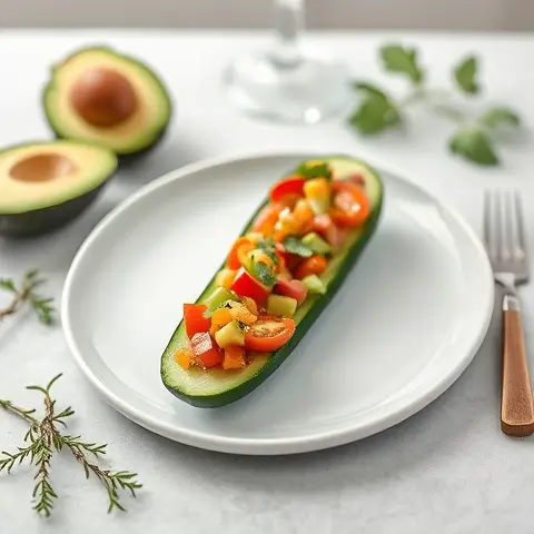 Avocado Tomato Salsa Cucumber Boats