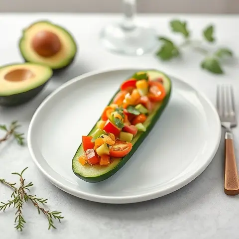 Avocado Tomato Salsa Cucumber Boats