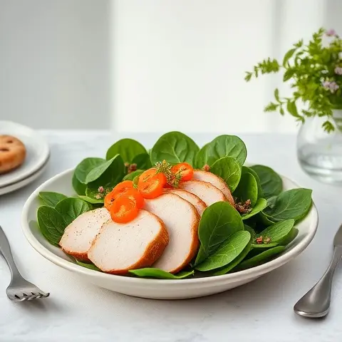 Turkey & Spinach Salad with Lemon Tahini Dressing