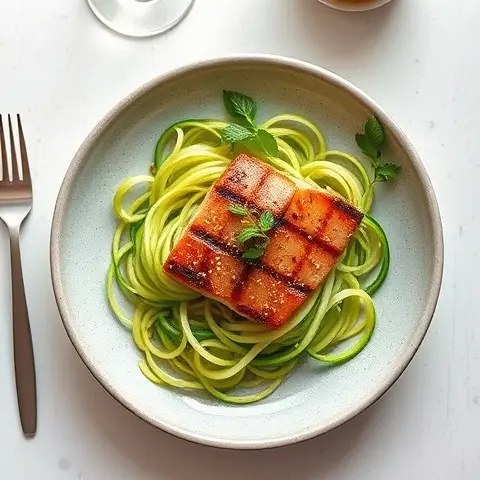 Sesame-Crusted Tuna with Ginger-Soy Zoodles