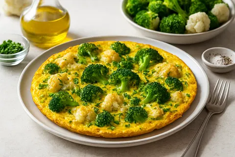Cauliflower and Broccoli Frittata with Chives
