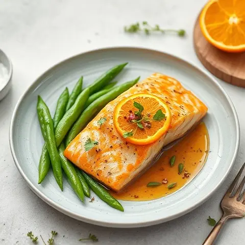 Orange-Ginger Glazed Salmon with Snap Peas
