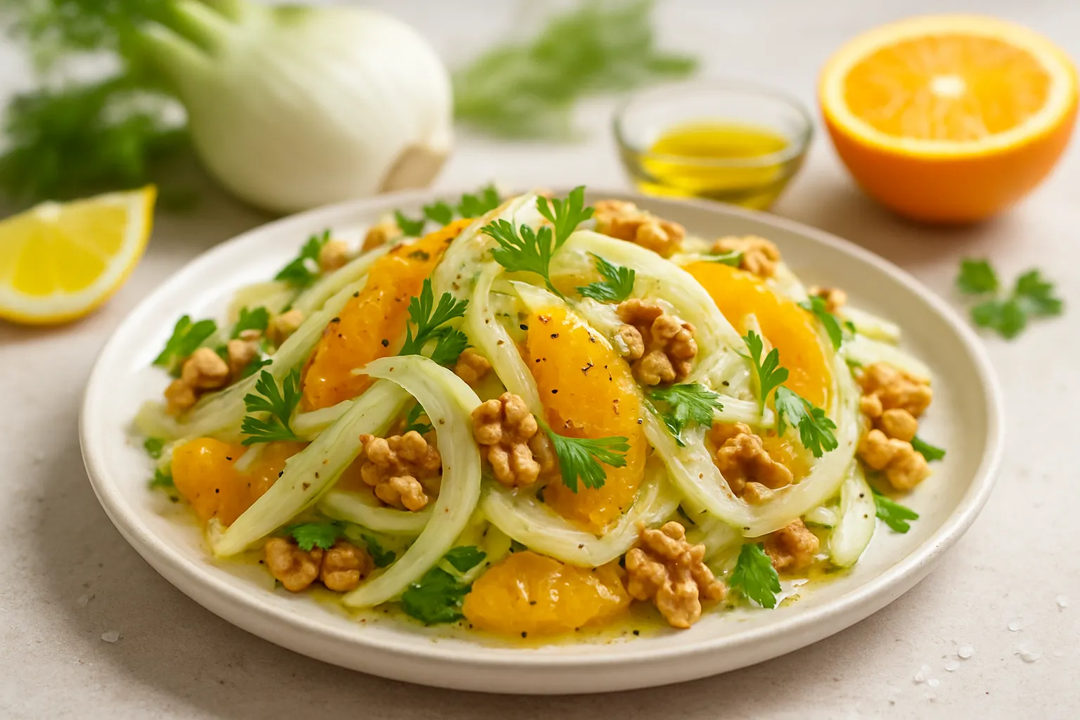 Zesty Fennel, Orange & Walnut Salad