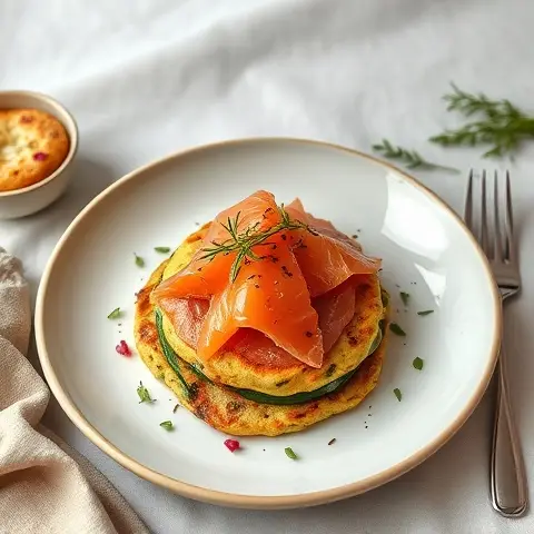 Mediterranean Zucchini Fritters with Smoked Salmon
