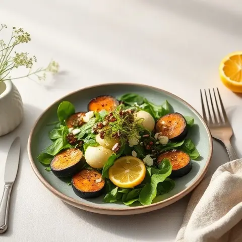 Lemon-Tahini Roasted Eggplant Salad