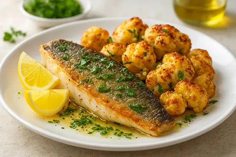 Lemon-Herb Sea Bass with Roasted Cauliflower