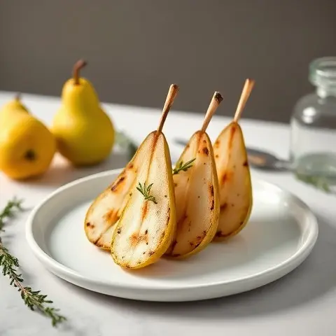 Grilled Pear & Dairy-Free Cheese Skewers with Thyme