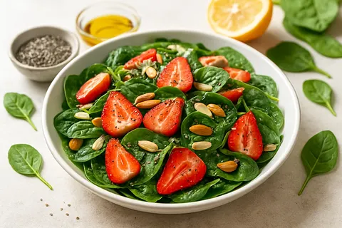 Spinach, Strawberry & Almond Protein Salad