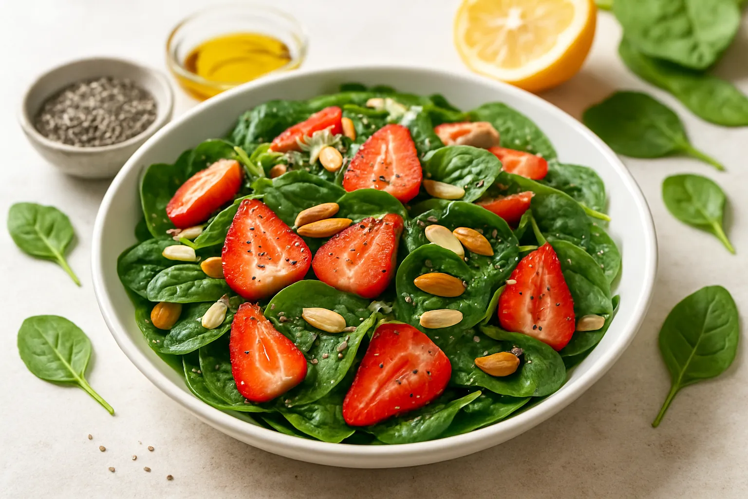 Spinach, Strawberry & Almond Protein Salad