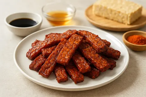 Tempeh “Jerky” (No Sugar Marinade)