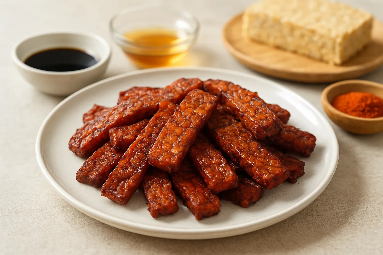 Tempeh “Jerky” (No Sugar Marinade)