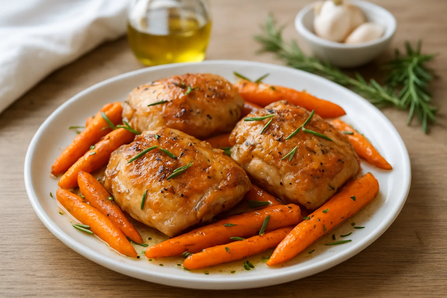 Garlic-Rosemary Chicken Thighs with Carrots