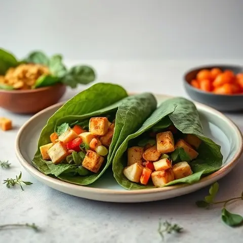Tofu and Spinach Collard Wraps