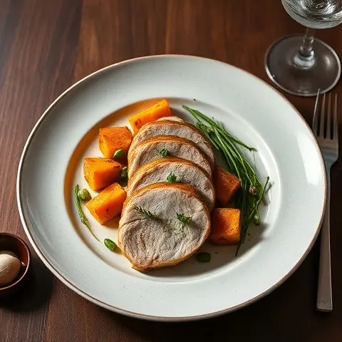 Thyme-Roasted Turkey Tenderloin with Roasted Pumpkin & Chives