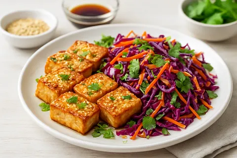 Asian Sesame Tofu & Cabbage Slaw (No Sugar)