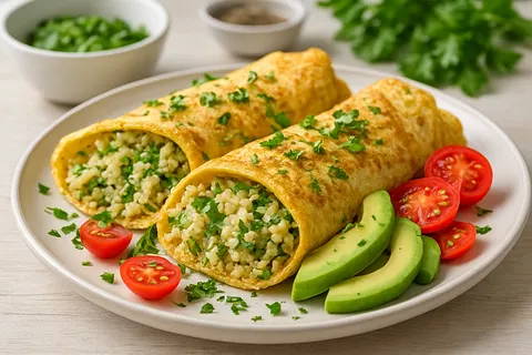 Cauliflower-Omelette Wraps with Fresh Herbs