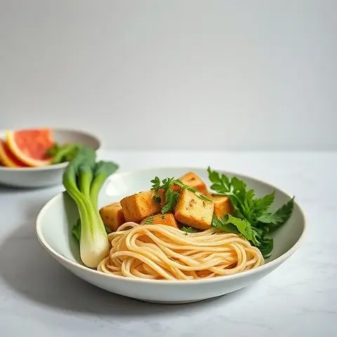 Sesame-Ginger Tofu with Bok Choy and Shirataki Noodles