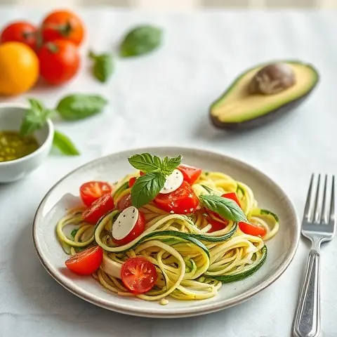 Zoodle Caprese with Basil Oil