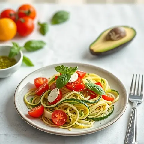 Zoodle Caprese with Basil Oil