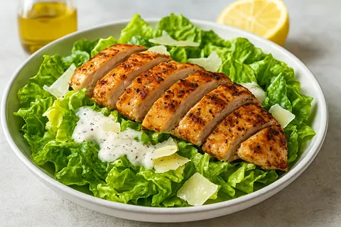 Grilled Chicken Caesar Salad with Yogurt Dressing