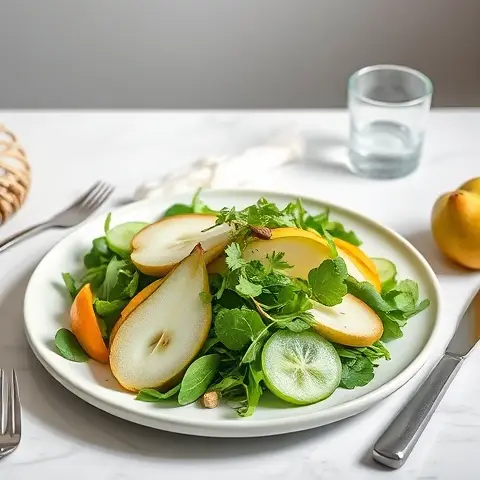 Refreshing Baby Arugula Salad with Pear and Cucumber