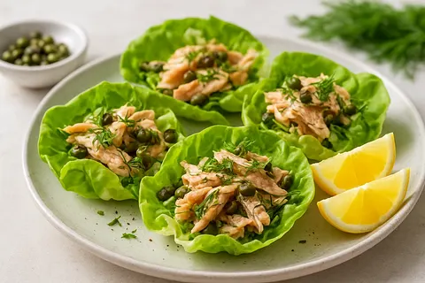 Smoked Trout Lettuce Cups with Dill, Capers, and Lemon