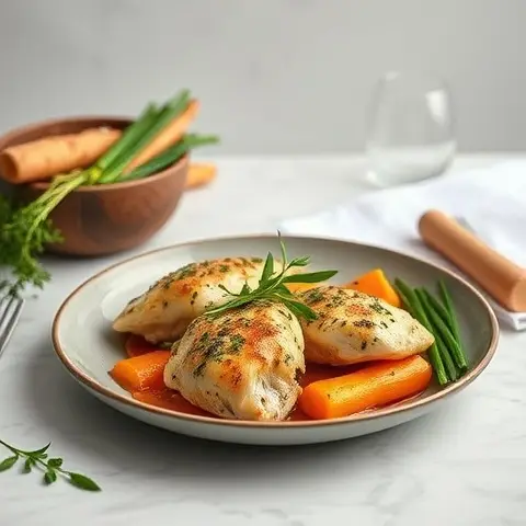 Paprika-Free Herb Baked Chicken with Roasted Parsnips & Chives