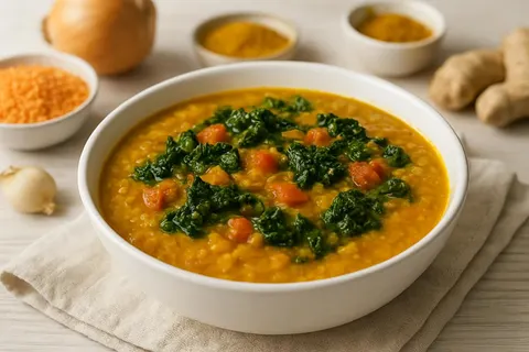 Turmeric & Lentil Detox Soup with Ginger and Kale
