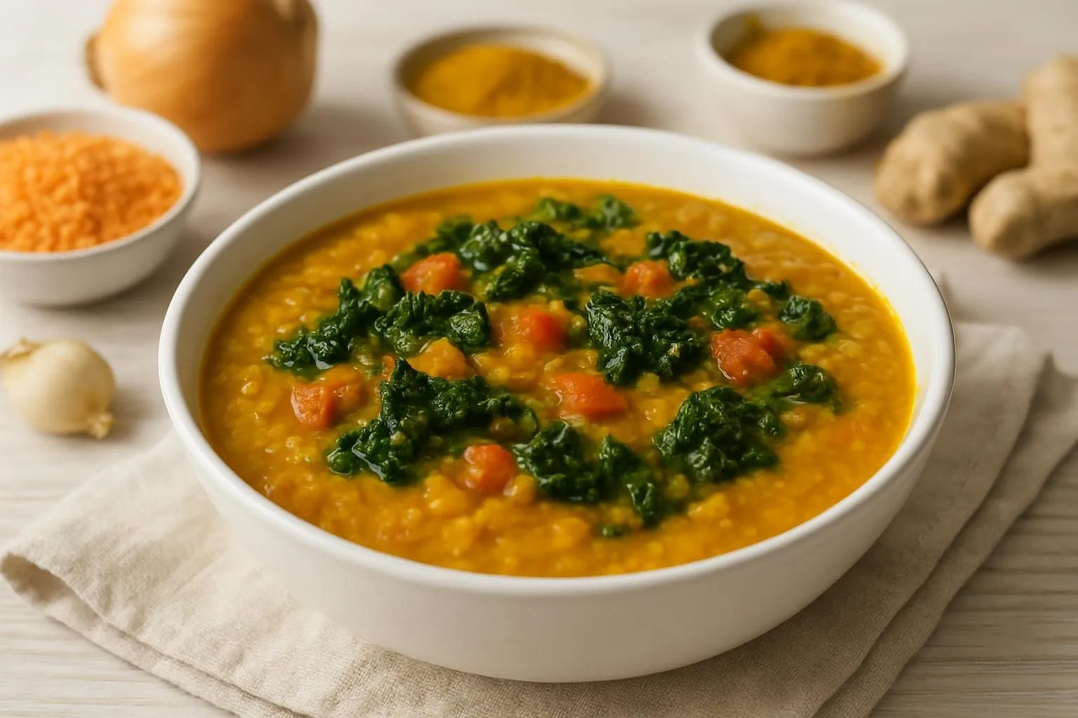 Turmeric & Lentil Detox Soup with Ginger and Kale